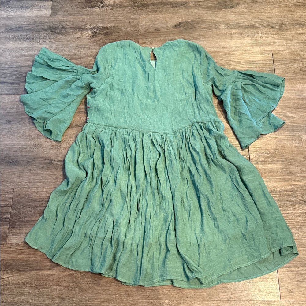 Embroidered Green Boho Mini Dress - Picture 10 of 10